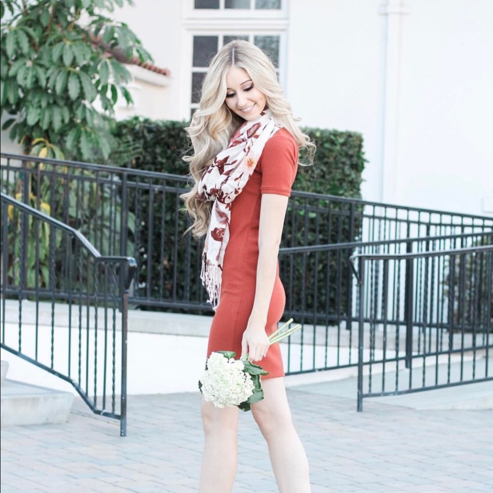 Burnt orange bodycon dress